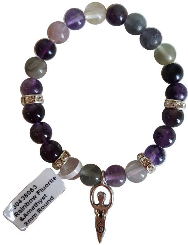 Fluorite & Amethyst Goddess Bracelet
