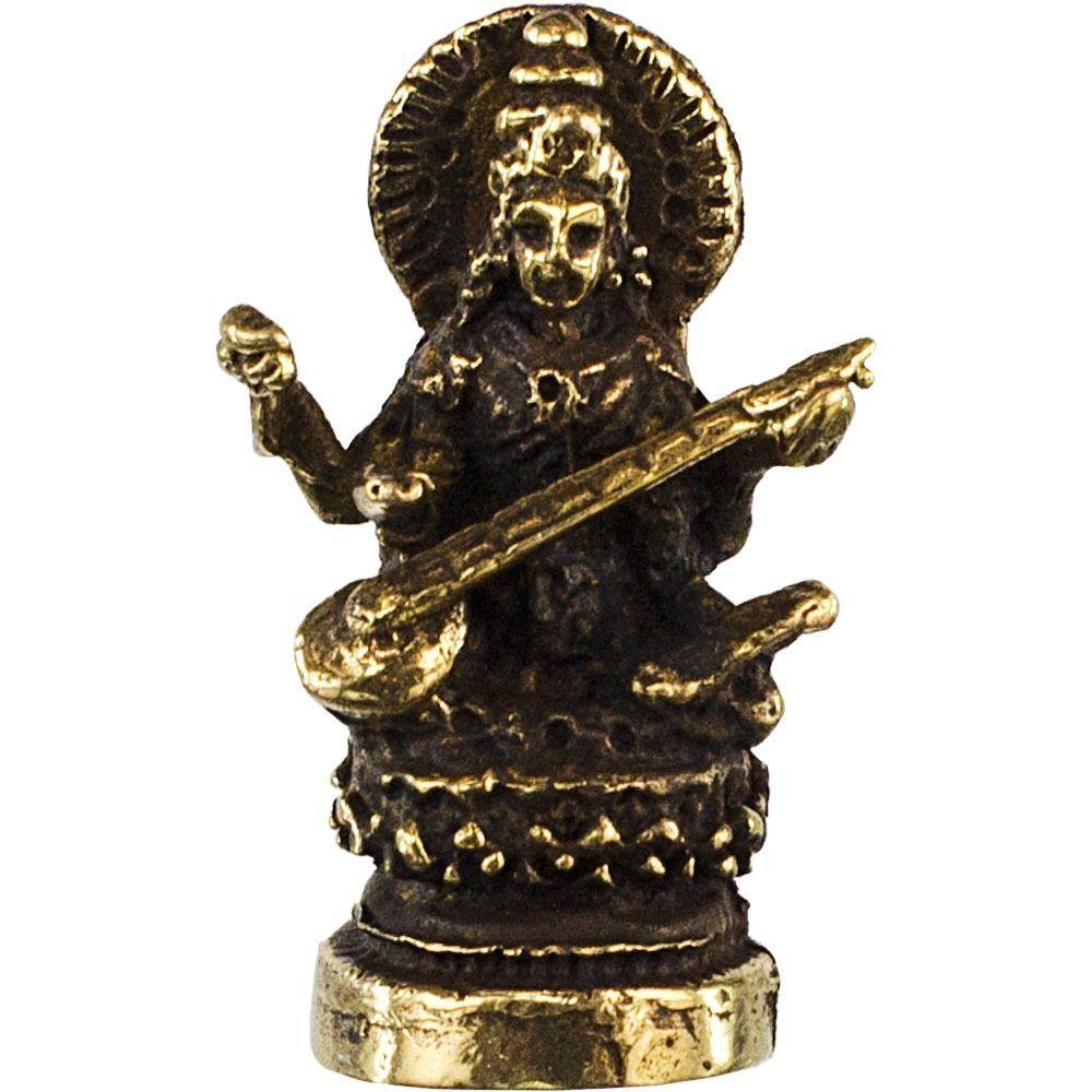 Mini Brass Saraswati - Northern Magick Supplies