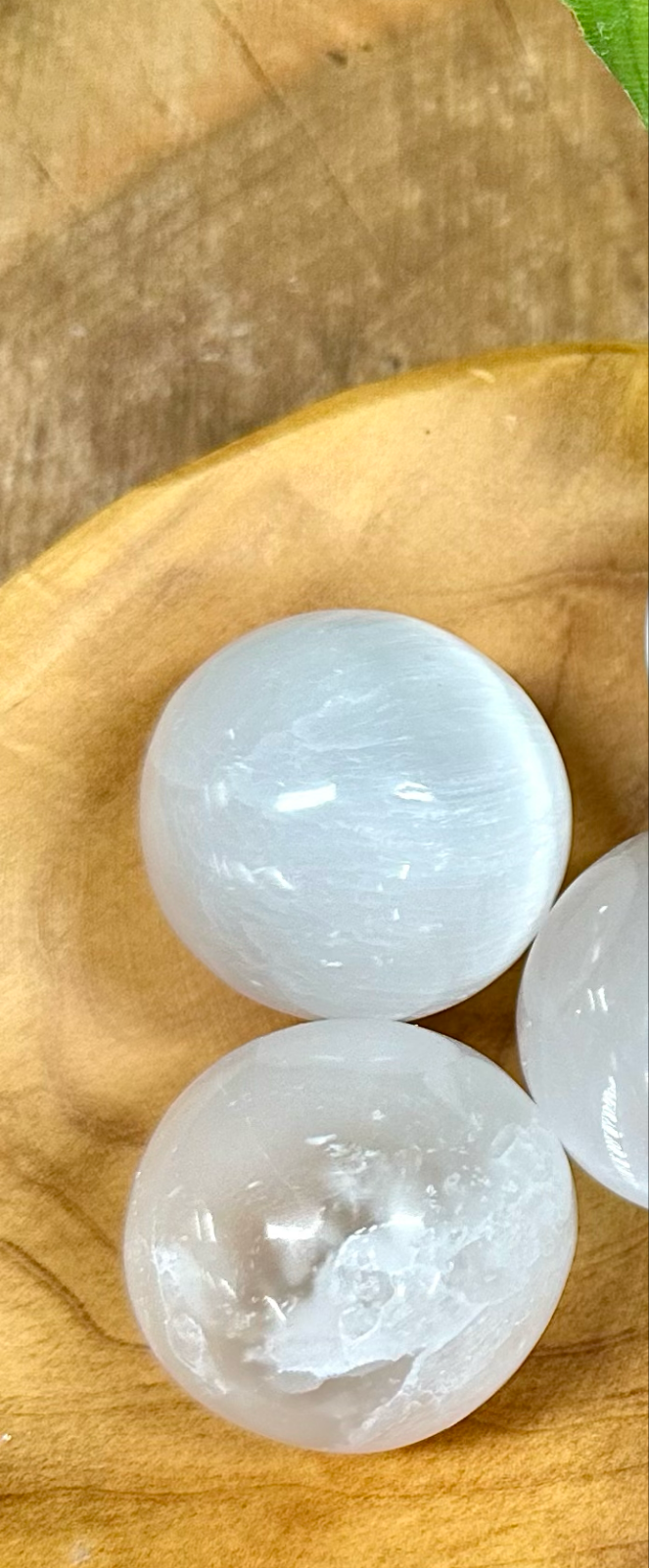 Natural Selenite aks Satin Spar Sphere Crystal ~4cm - Northern Magick Supplies