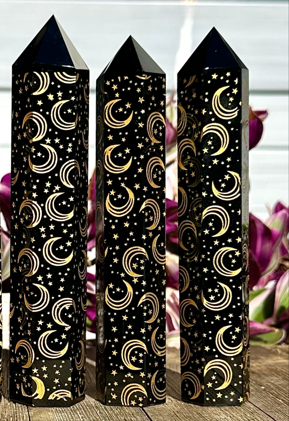 Natural Black Obsidian Moon Obelisk Tower Point (Each) - Northern Magick Supplies