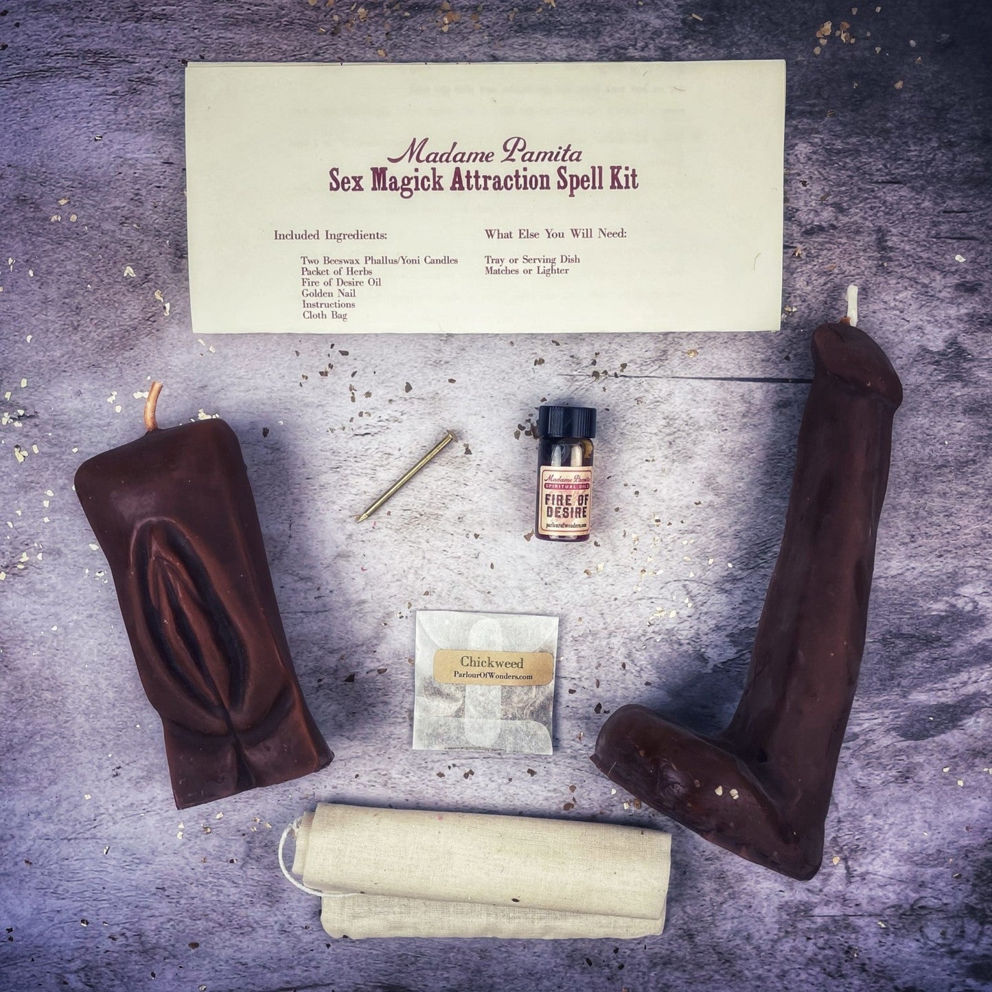 Sex Magick Candle Spell Kit - Yoni/Phallus - Northern Magick Supplies