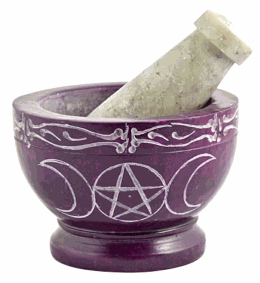 Triple Moon and Pentacle Mortar & Pestle - Northern Magick Supplies