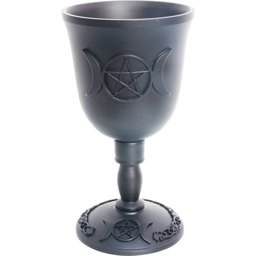 Cast Iron Goblet - Triple Moon w/ Pentacle (Each) - Northern Magick Supplies