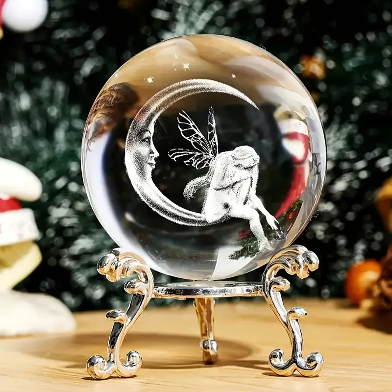 3D Crystal Ball - Moon & Fairy - Northern Magick Supplies
