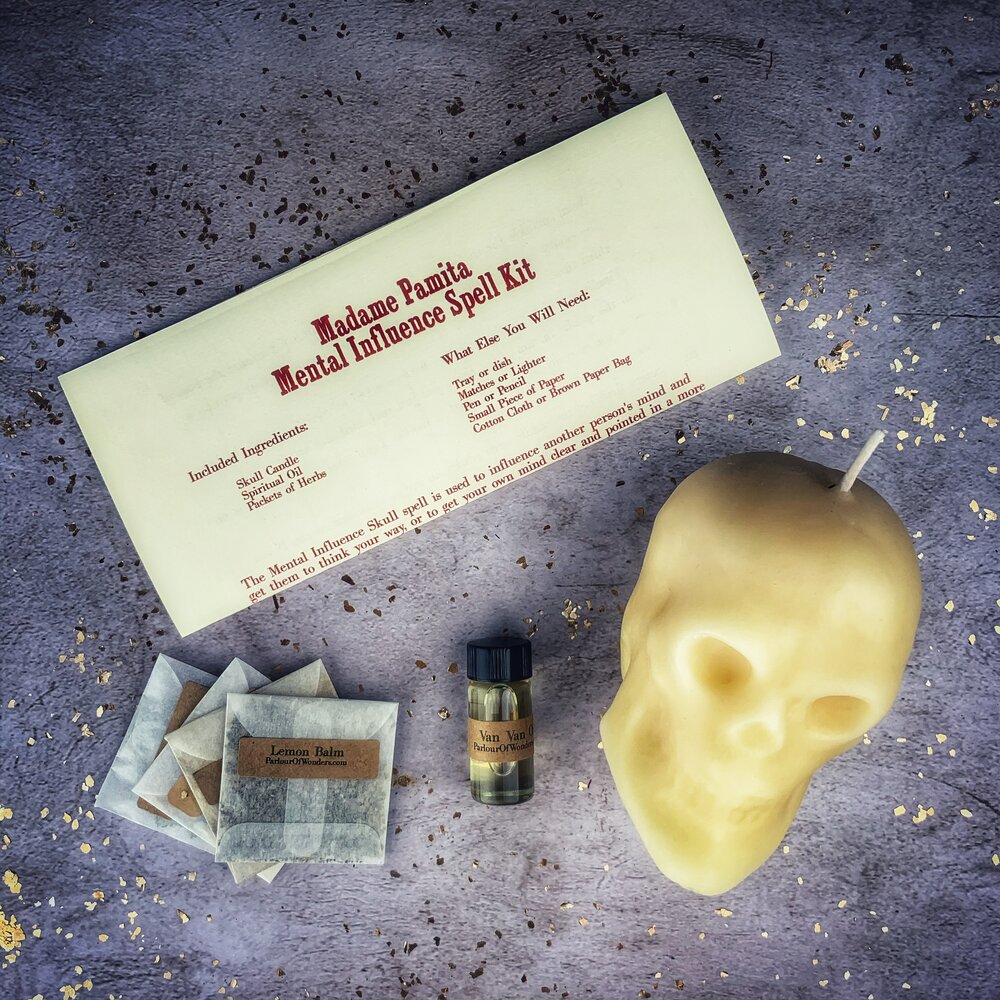 Mental Influence Skull Candle Spell Kit - Northern Magick Supplies