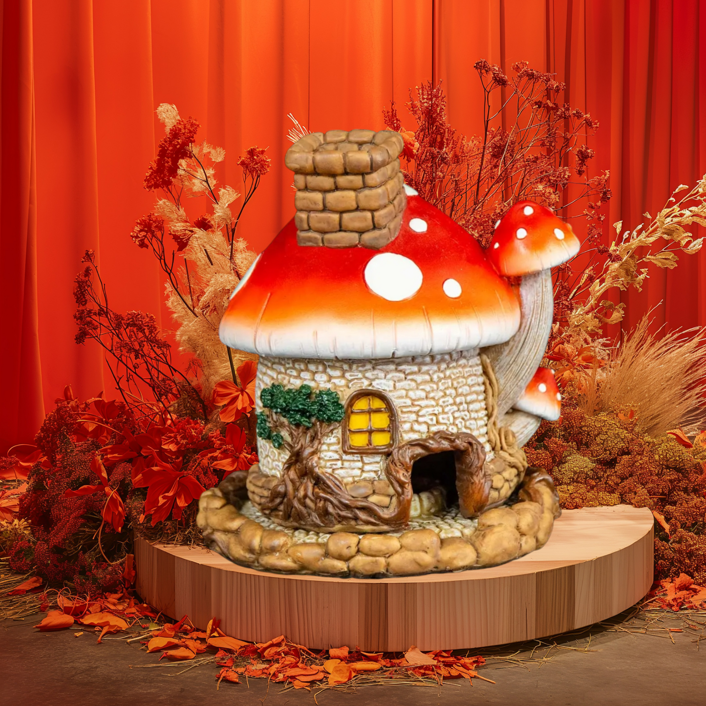 Poly resin cone incense burner mushroom house - Northern Magick Supplies