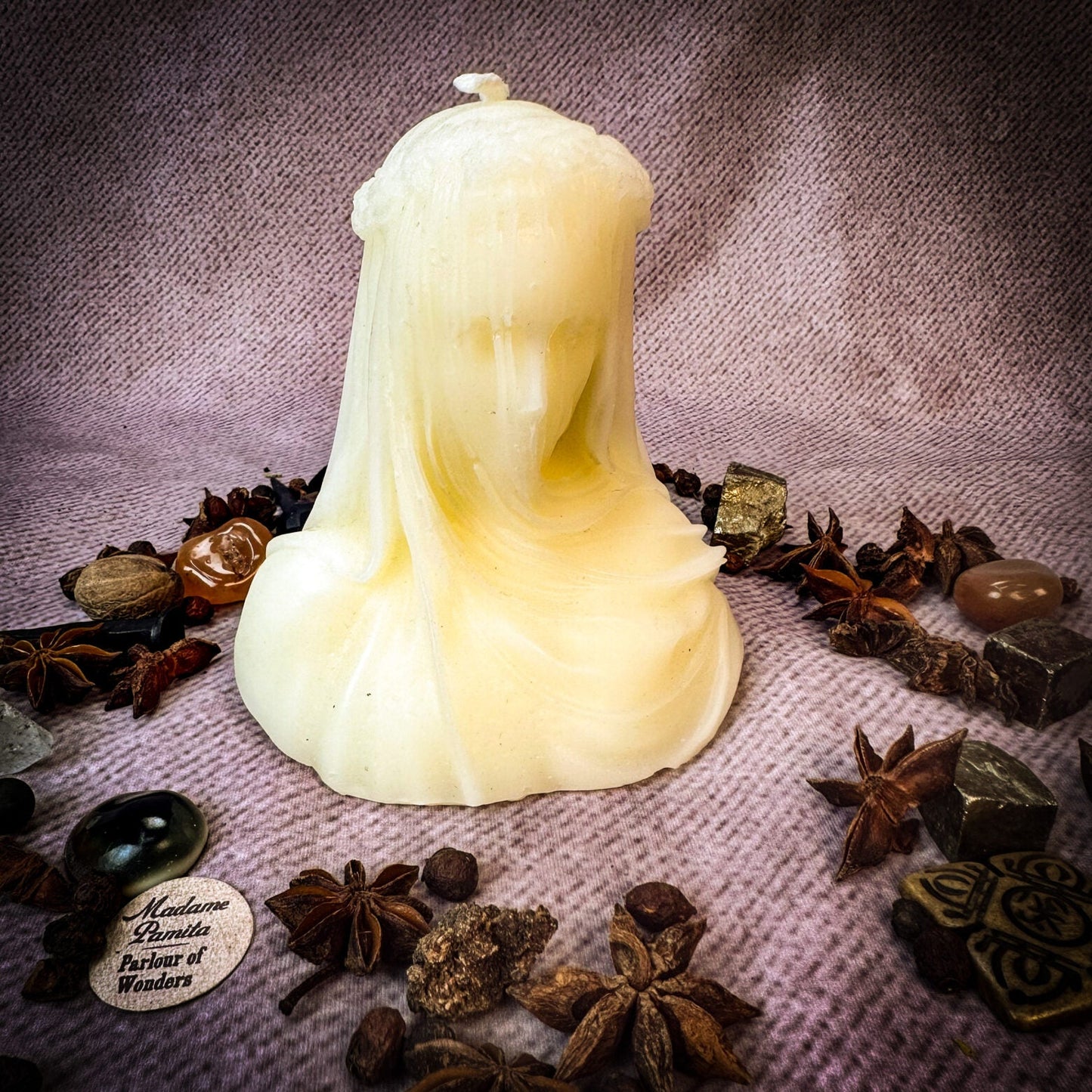 Beeswax Veil of Secrets Spell Candle - Truth Revelation & Privacy Protection