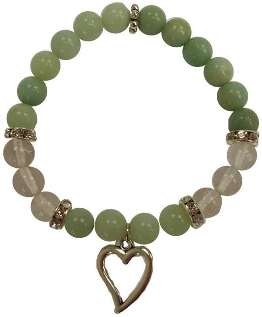 Amazonite & Quartz w/ Heart Bracelet