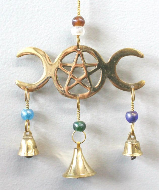 Triple Moon - Brass Wind Chime - Northern Magick Supplies