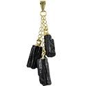 Black Tourmaline Triple Drop Gold Necklace