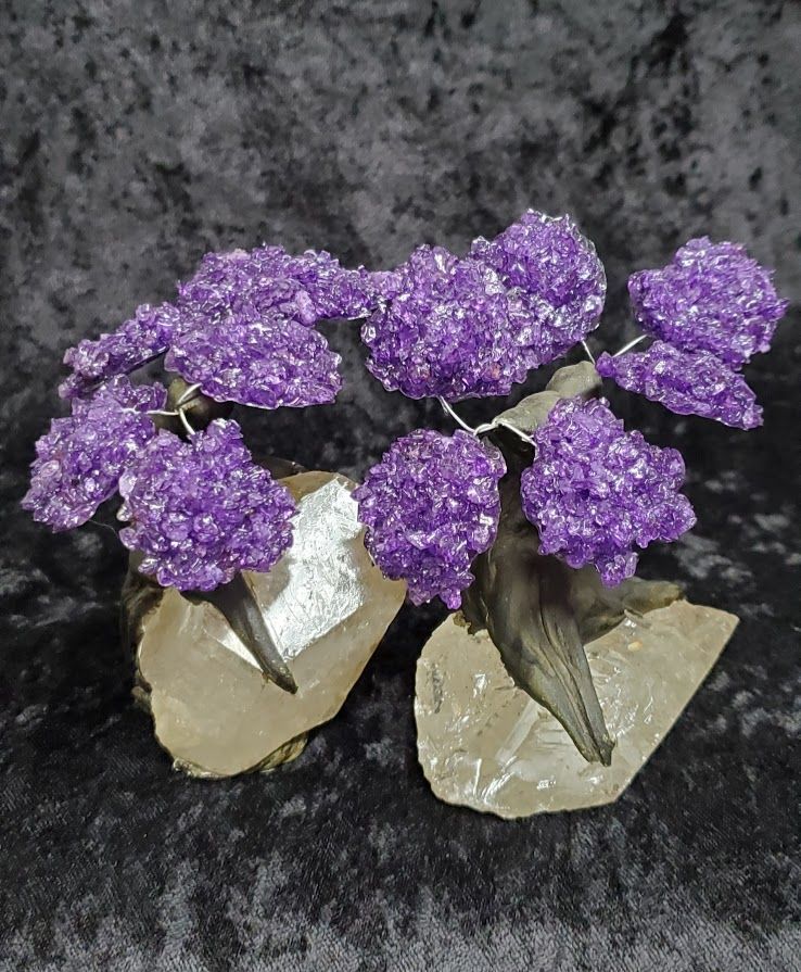 Amethyst on Clear Quartz Point - Tree (4.5"H)