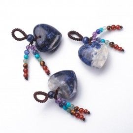 Sodalite Heart Pendant w/Chakra