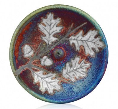 Raku Incense Burner - Oak & Acorns (4.5"D)