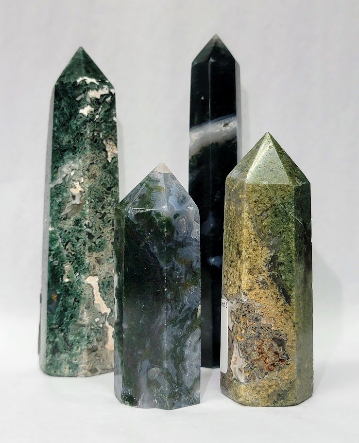 Green Moss Agate Obelisk - Large (110-119g)