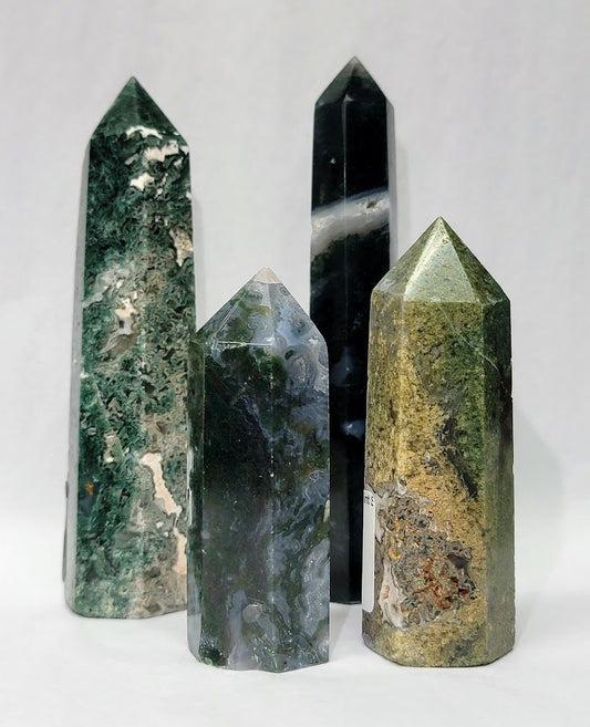 Green Moss Agate Obelisk - Large (110-119g)