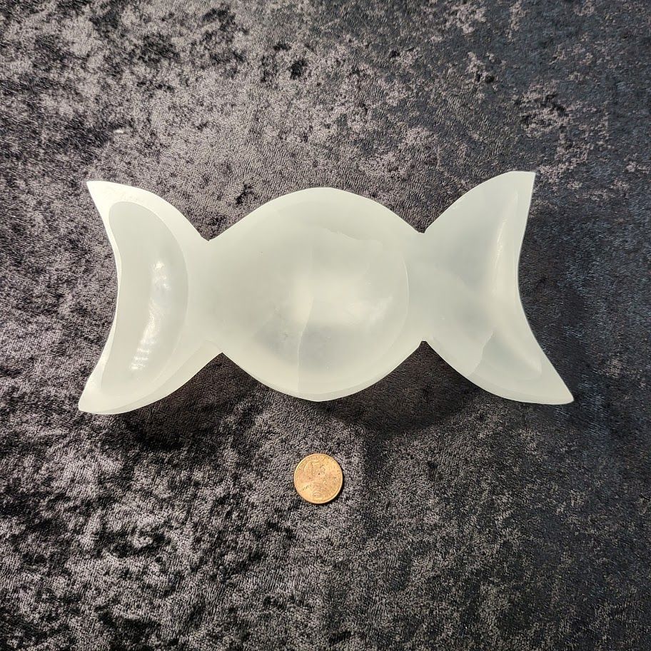 Selenite  Bowl - Triple Moon