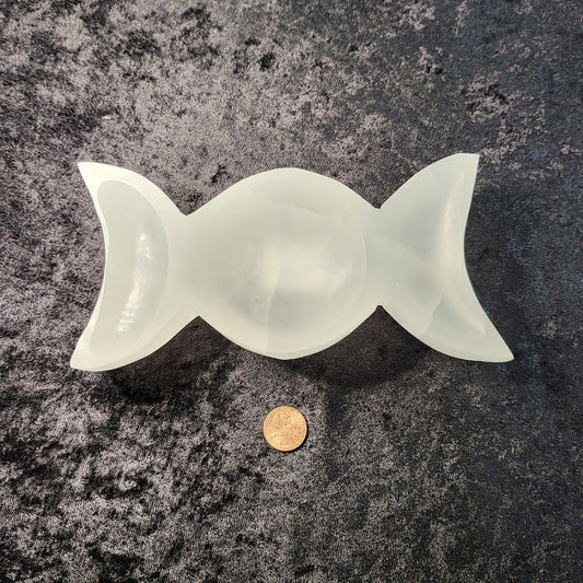 Selenite  Bowl - Triple Moon
