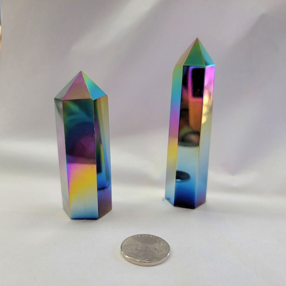 Black Rainbow-Plated Obsidian Obelisk - Medium - Northern Magick Supplies