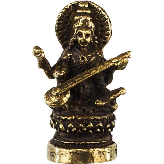 Mini Brass Saraswati - Northern Magick Supplies