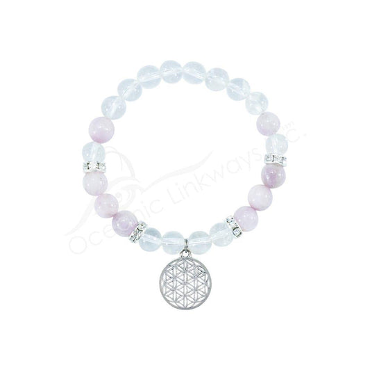 Quartz & Kunzite Flower of Life Bracelet - Northern Magick Supplies