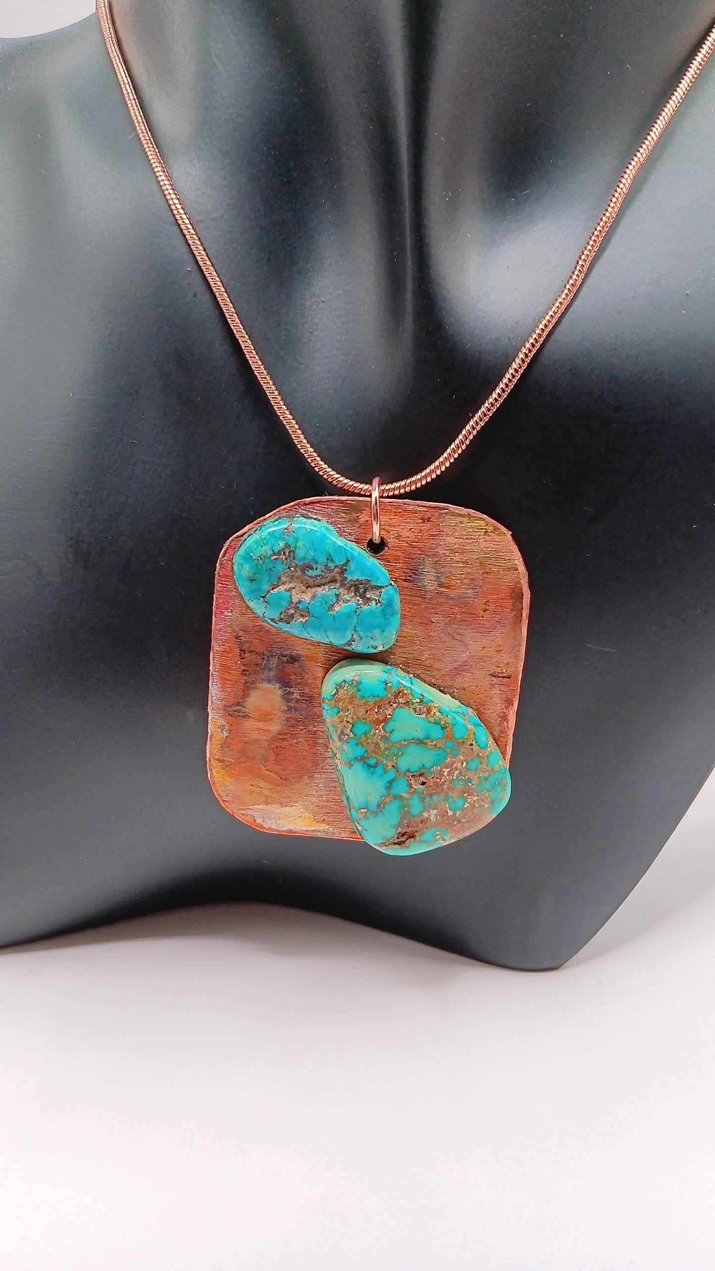 Elevate Your Style with our Handmade Turquoise Copper Pendant Necklace!