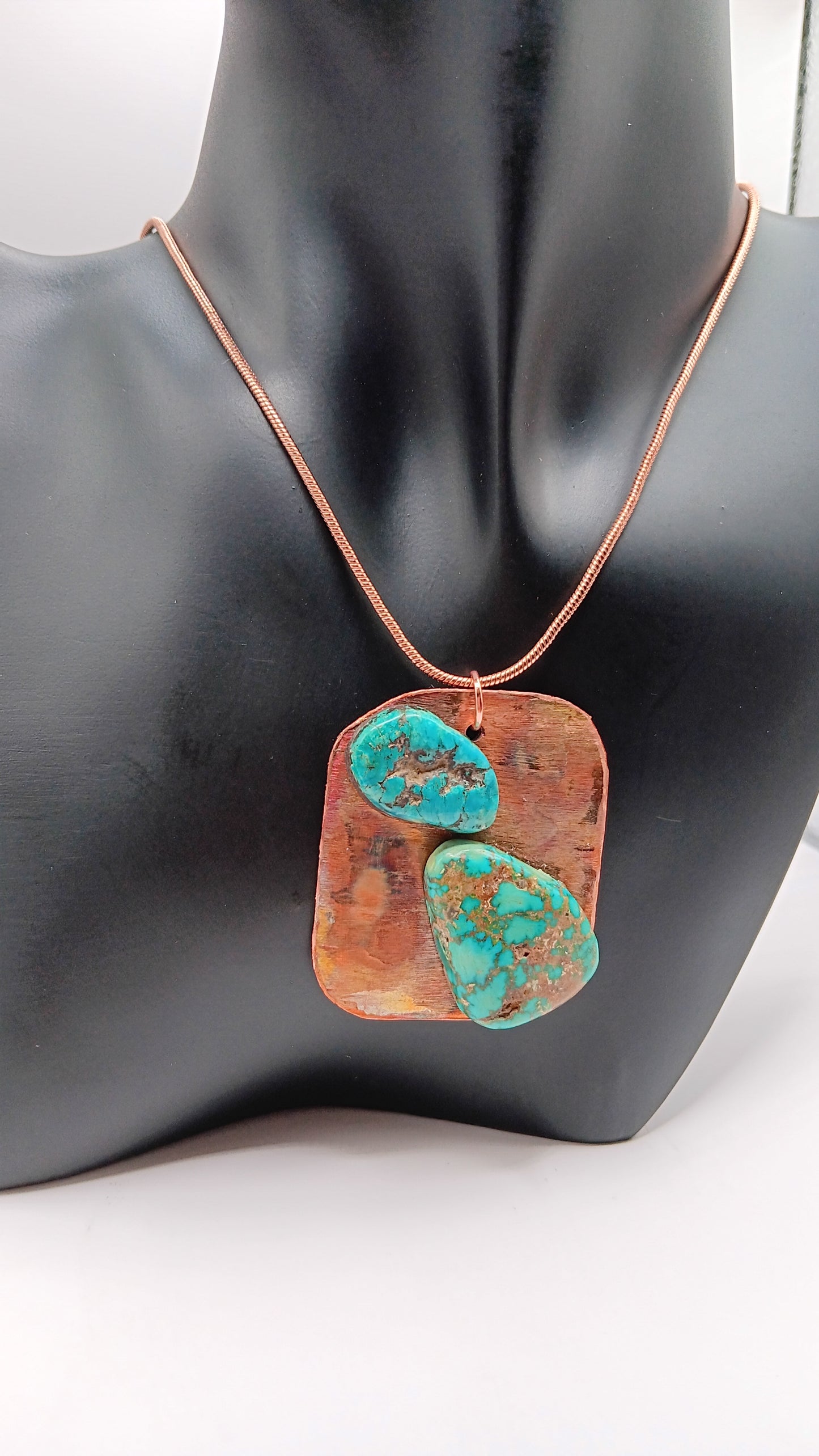 Elevate Your Style with our Handmade Turquoise Copper Pendant Necklace!