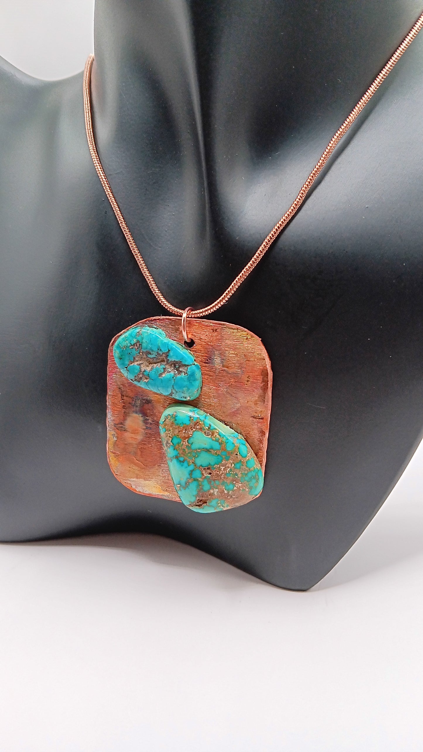 Elevate Your Style with our Handmade Turquoise Copper Pendant Necklace!