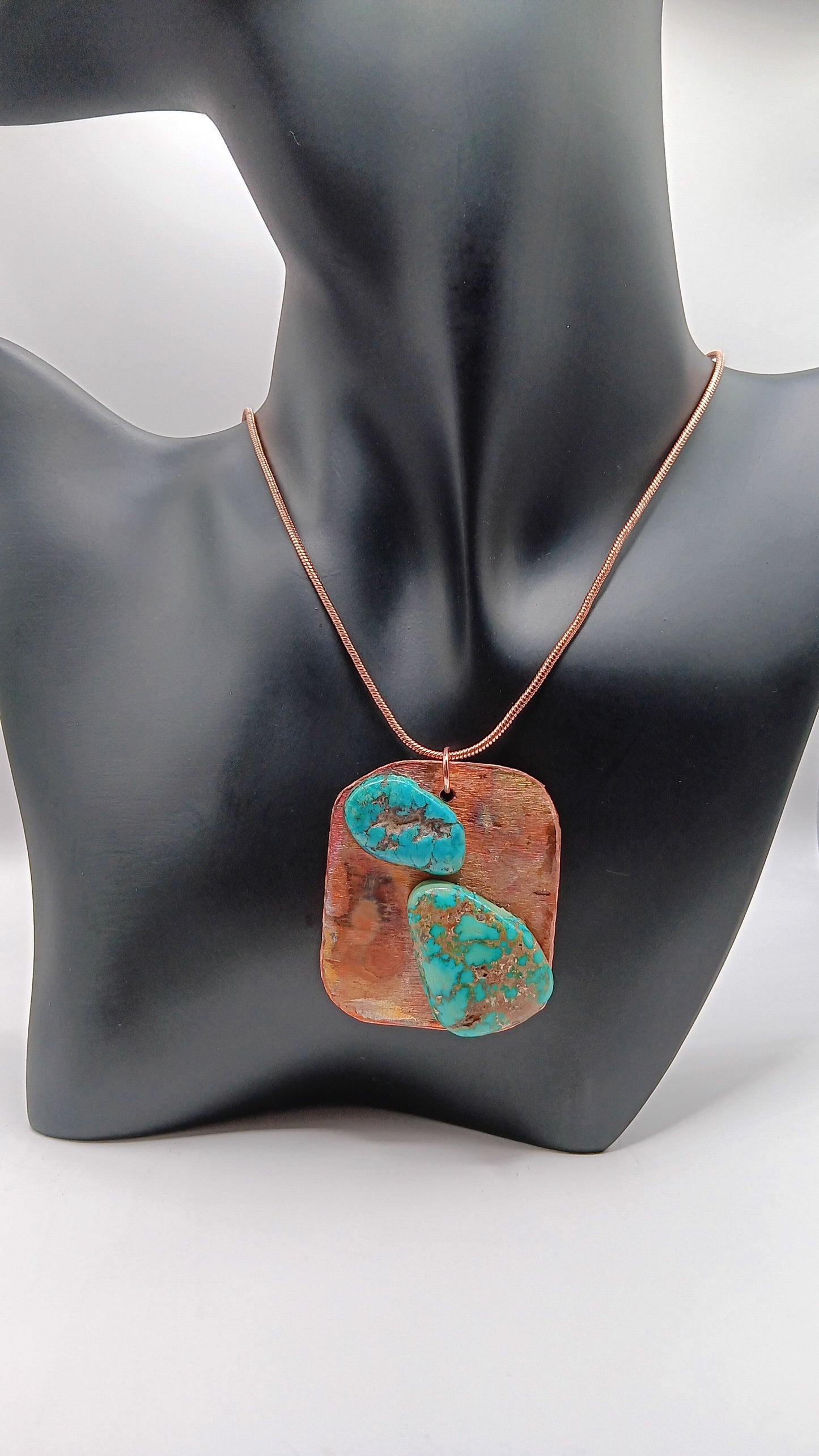 Elevate Your Style with our Handmade Turquoise Copper Pendant Necklace!