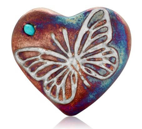 Mini Raku Heart - Butterfly - Northern Magick Supplies