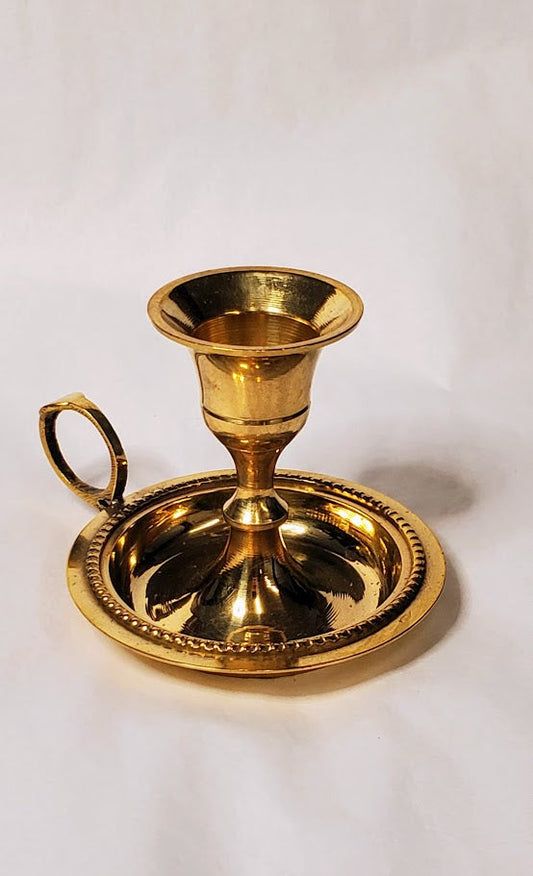 Chamberstick Holder - Brass - Northern Magick Supplies