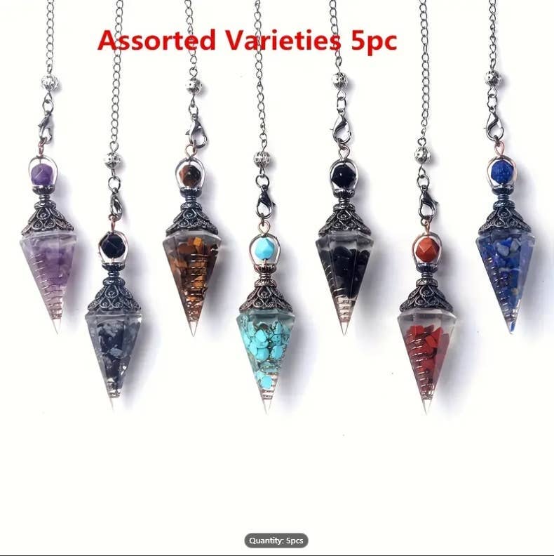 5PCs Randomly Ship! Pendulum of Resin with tumble Stone