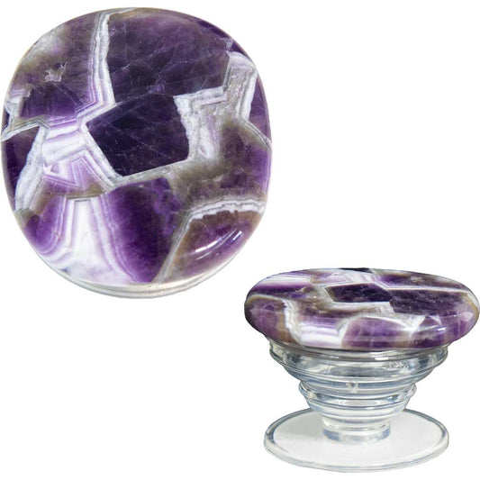 Gemstone Cell Phone Grip Holder  -  Amethyst Palm Stone - Northern Magick Supplies