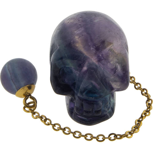 Gemstone Pendulum Skull - Rainbow Fluorite (Each) - Northern Magick Supplies