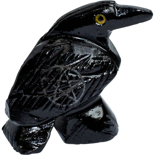 Spirit Animal 1.25 - Inch Raven Black Onyx w/ Pentacle - Northern Magick Supplies