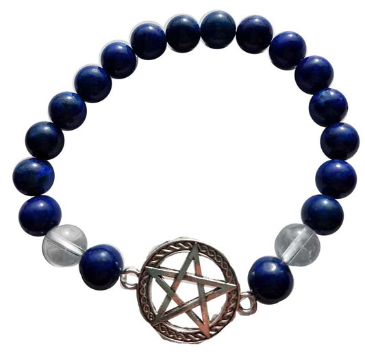 Lapis & Quartz Pentagram Bracelet - Northern Magick Supplies