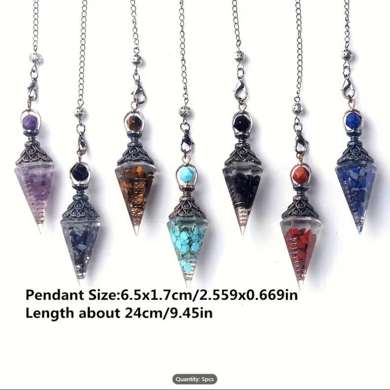 5PCs Randomly Ship! Pendulum of Resin with tumble Stone