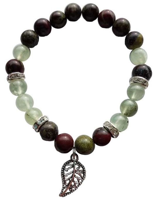 Dragon Bloodstone & Prehnite Leaf Bracelet - Northern Magick Supplies