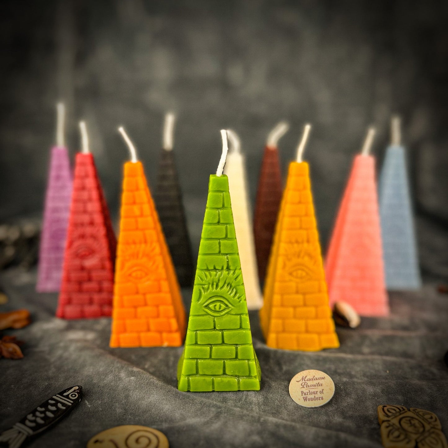 Beeswax All-Seeing Eye Pyramid Spell Candle - Northern Magick Supplies