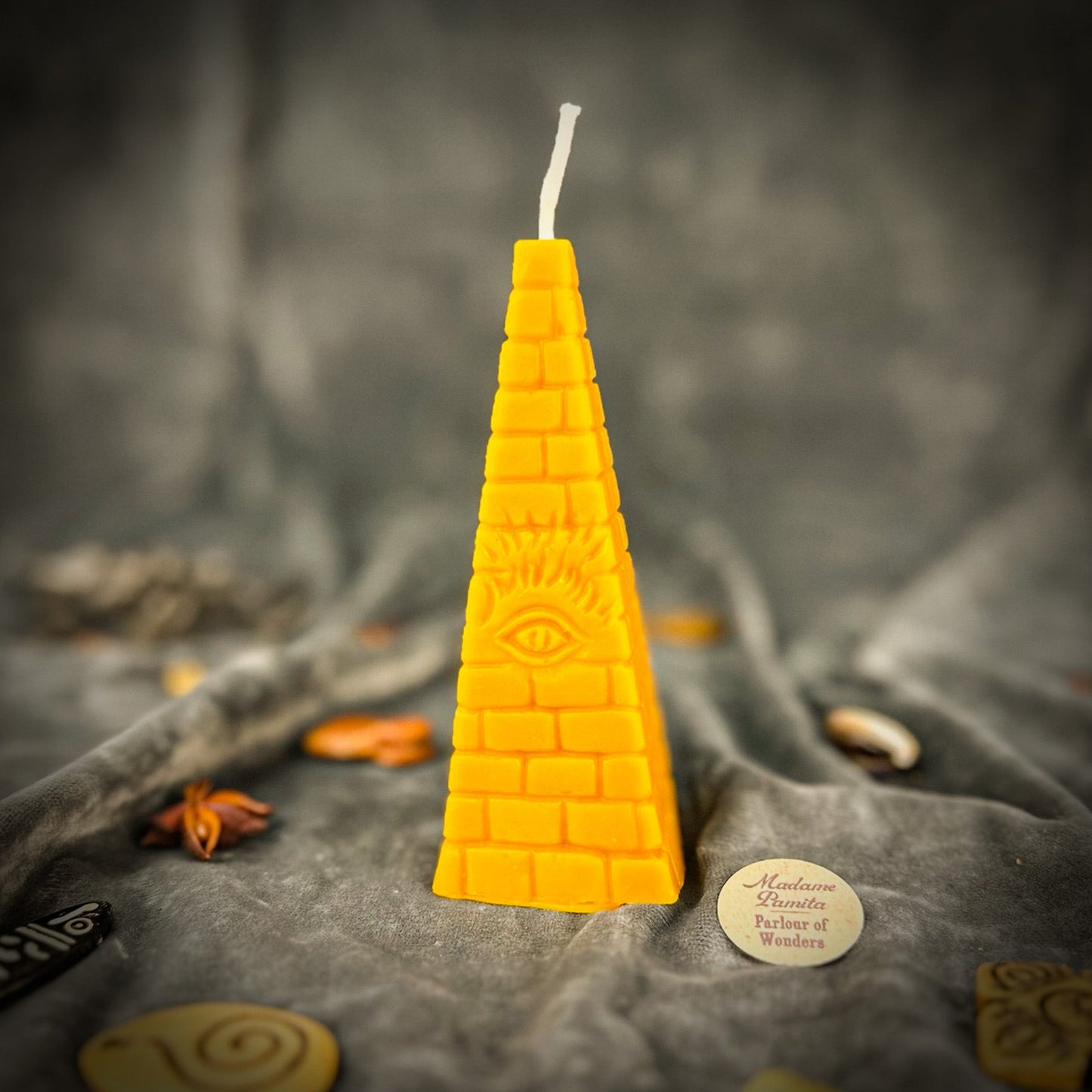 Beeswax All-Seeing Eye Pyramid Spell Candle - Northern Magick Supplies
