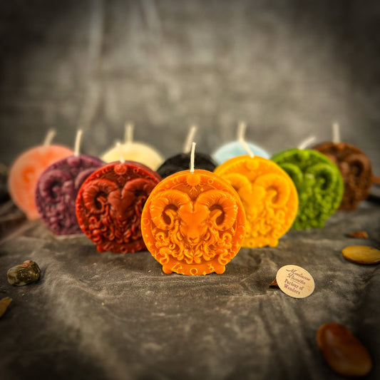 Beeswax Aries Ram Zodiac Spell Candle - Northern Magick Supplies