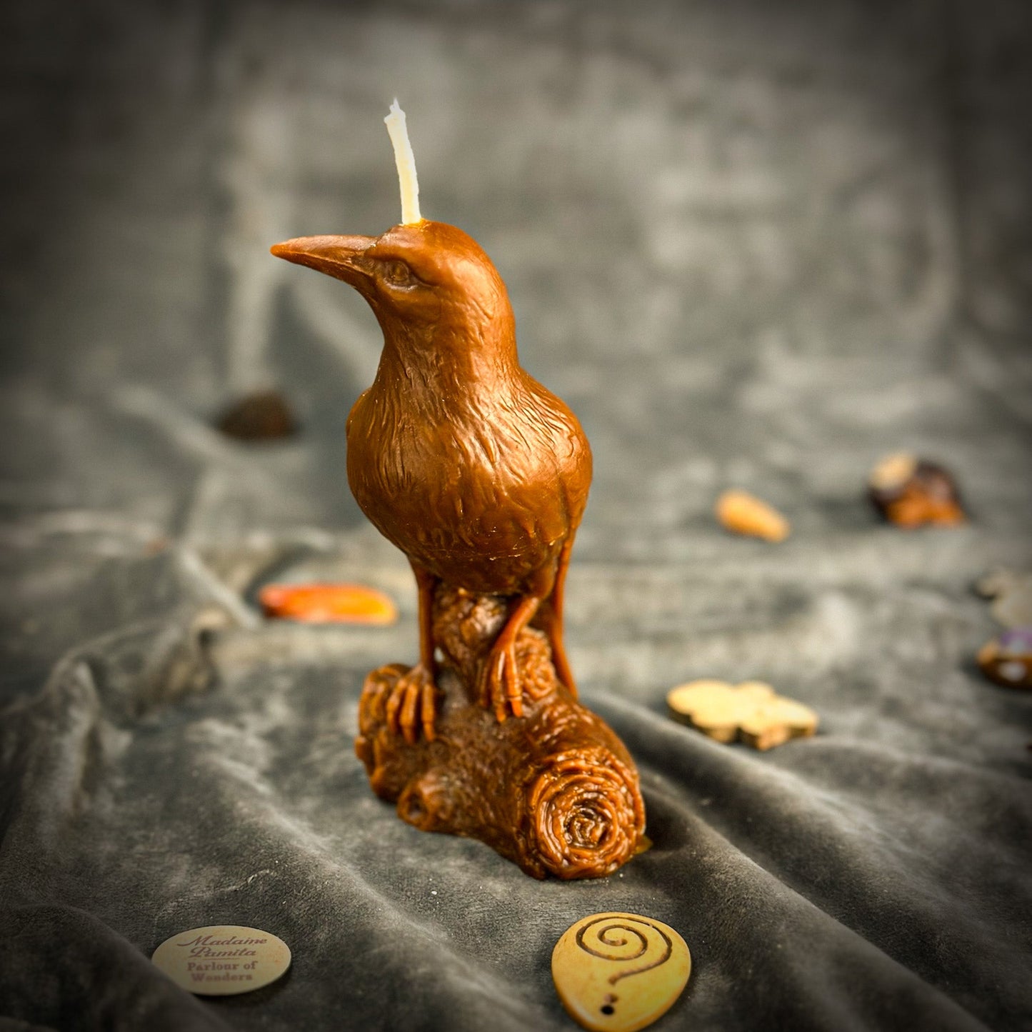 Beeswax Raven Magic Spell Candle - Intelligence & Spirit World Connection