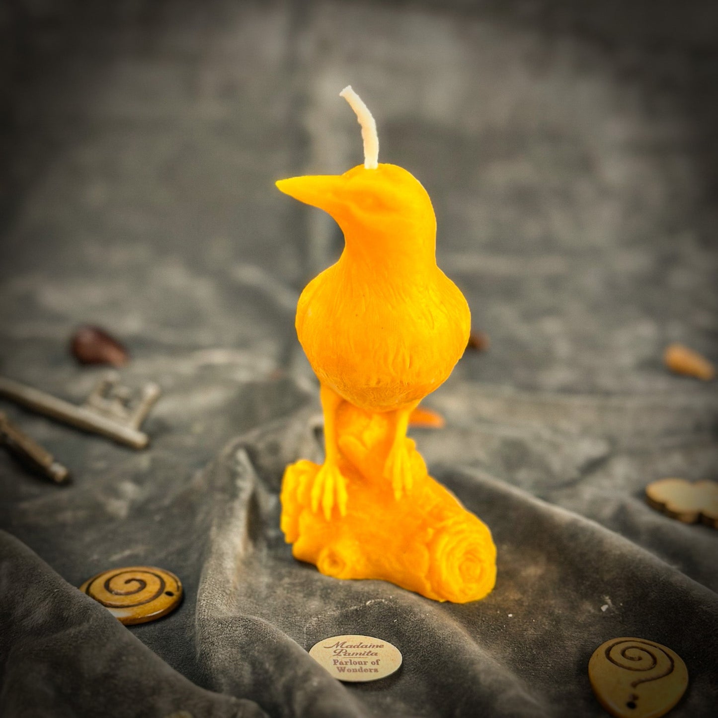 Beeswax Raven Magic Spell Candle - Intelligence & Spirit World Connection