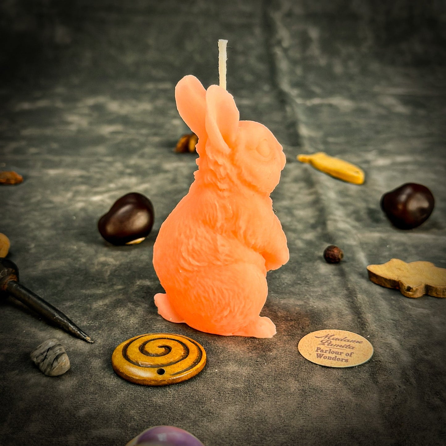 Beeswax Enchanted Bunny Spell Candle - Abundance, Fertility & Quick Thinking
