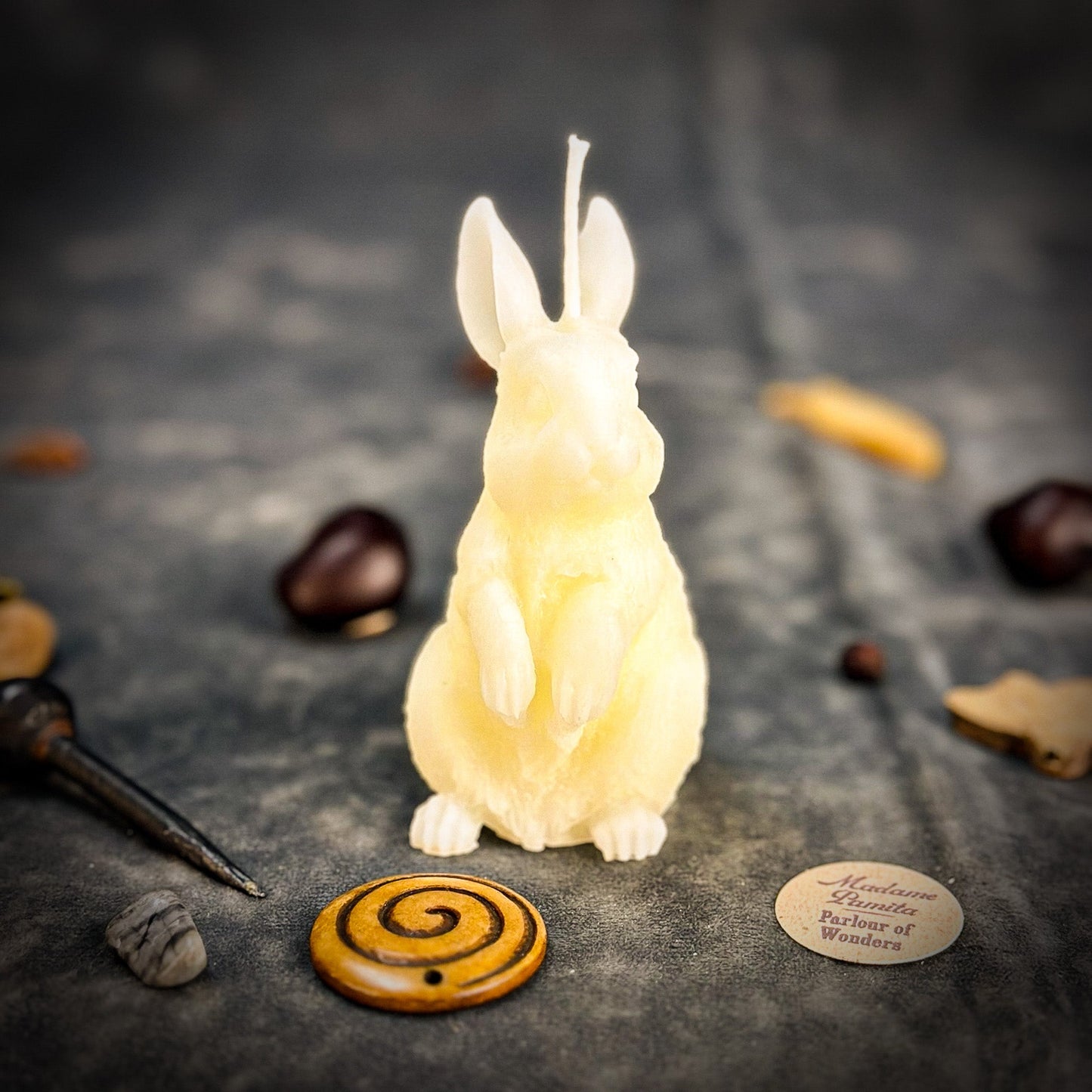 Beeswax Enchanted Bunny Spell Candle - Abundance, Fertility & Quick Thinking