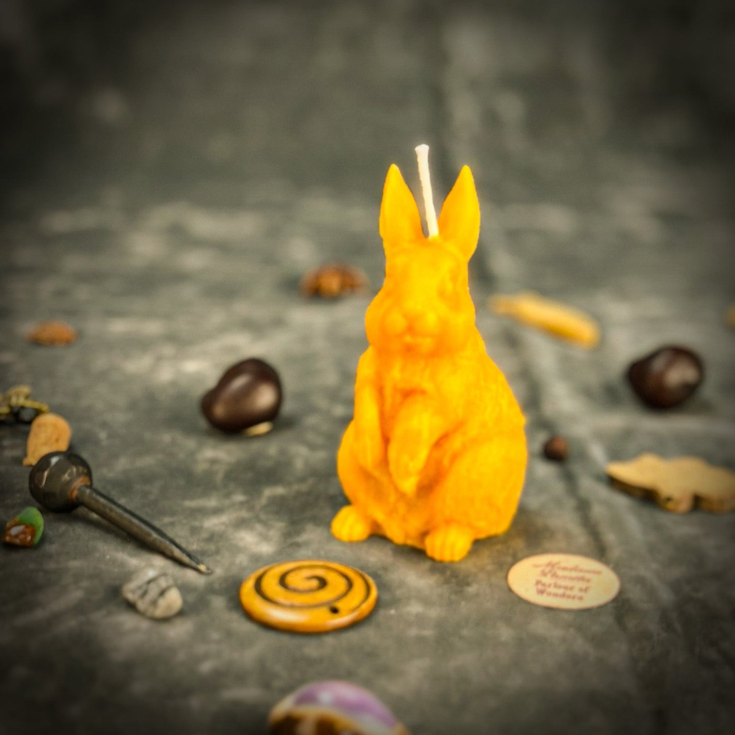 Beeswax Enchanted Bunny Spell Candle - Abundance, Fertility & Quick Thinking