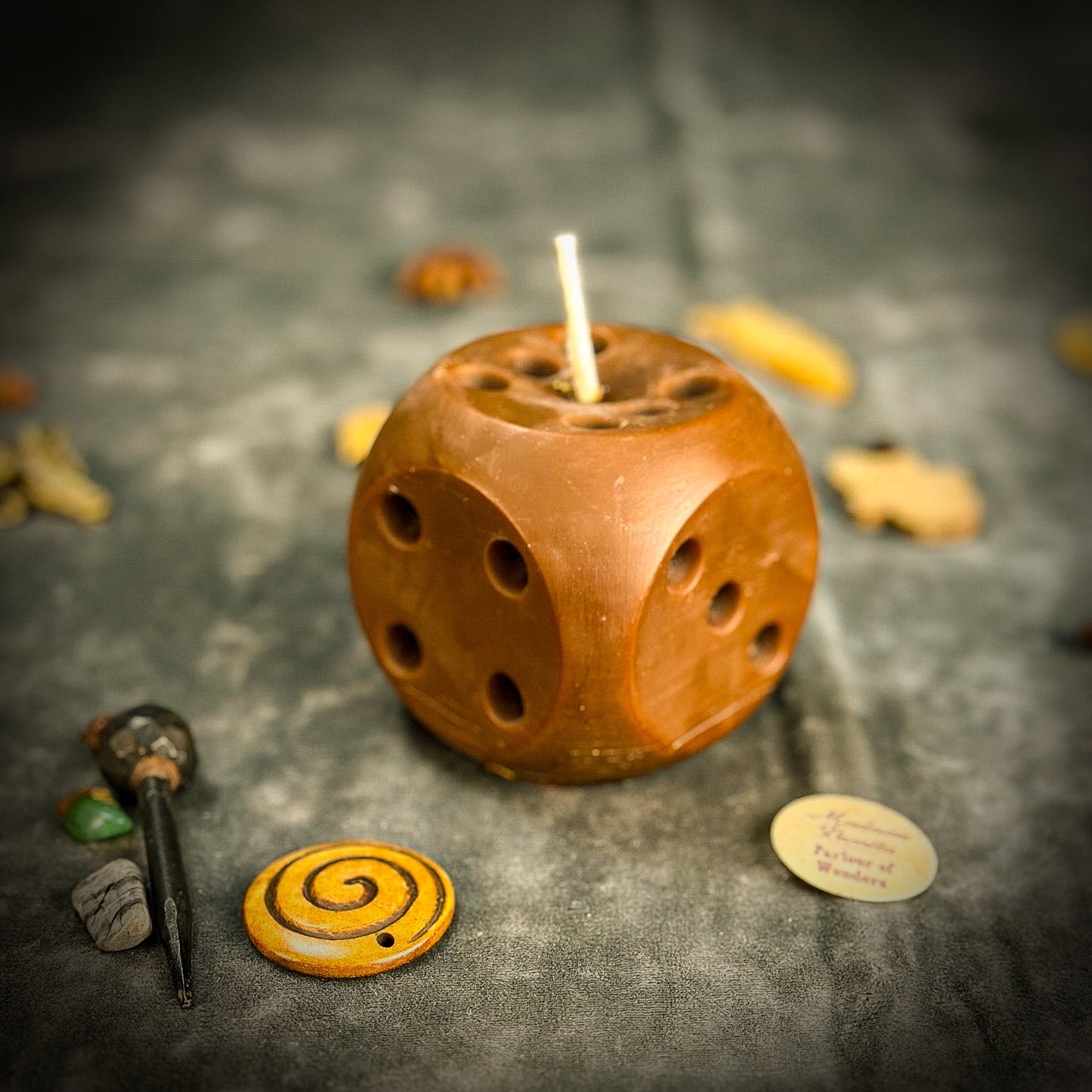 Beeswax Lucky Dice Spell Candle - Northern Magick Supplies