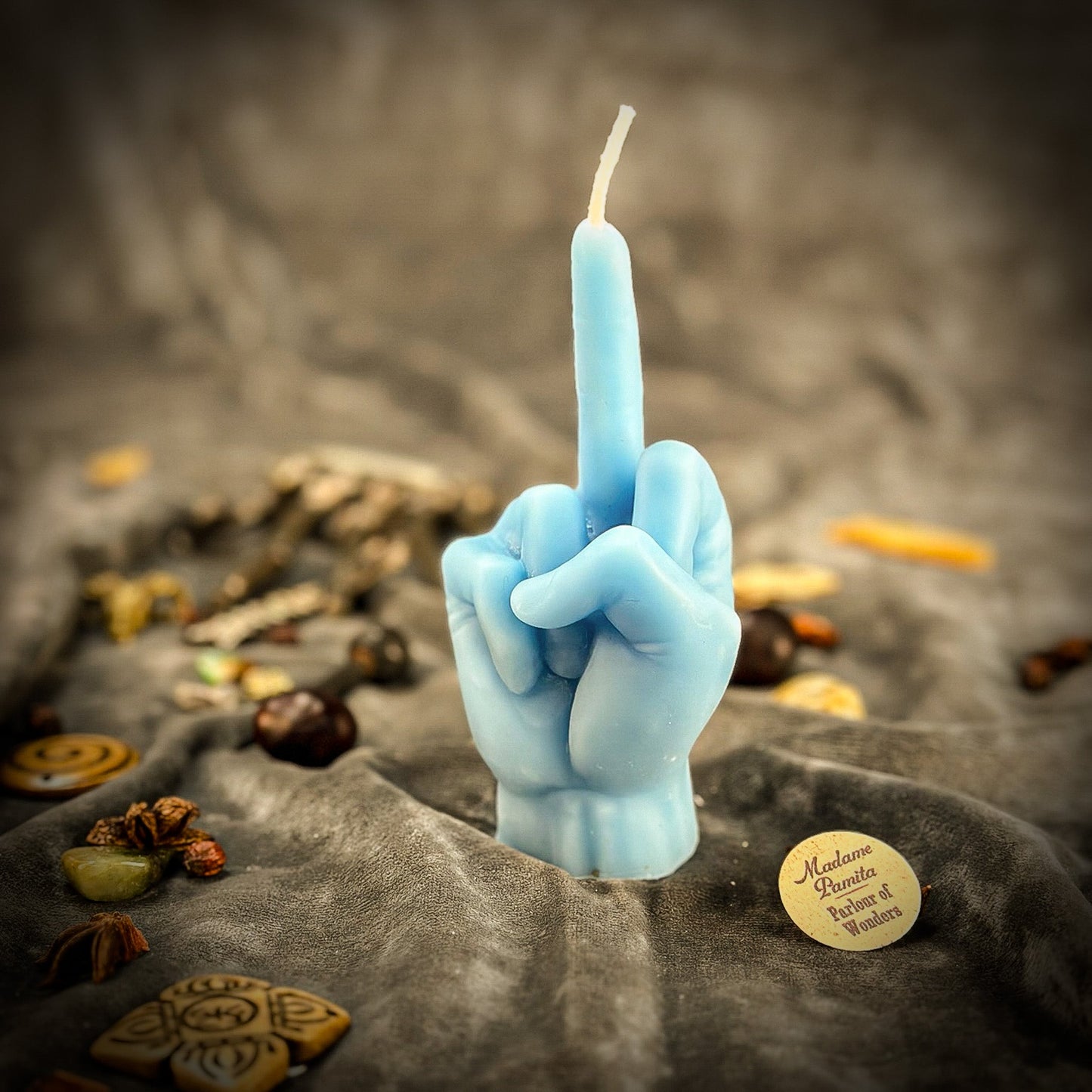 Beeswax Middle Finger Spell Candle - Banishing, Boundaries & Empowerment