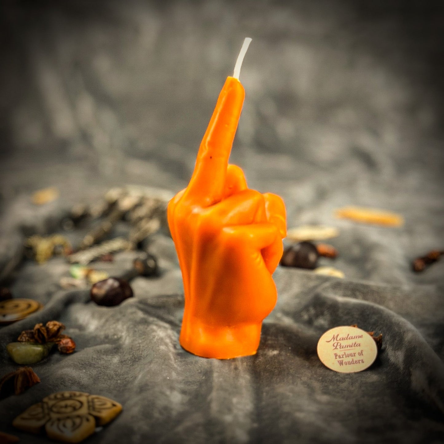 Beeswax Middle Finger Spell Candle - Banishing, Boundaries & Empowerment