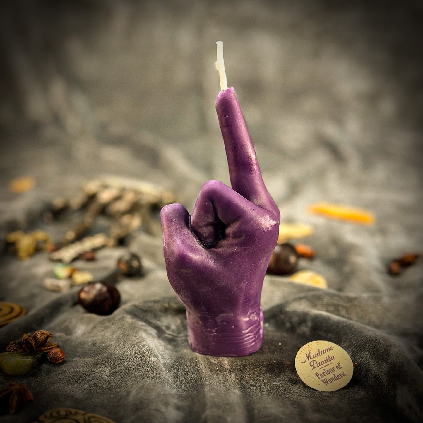 Beeswax Middle Finger Spell Candle - Banishing, Boundaries & Empowerment