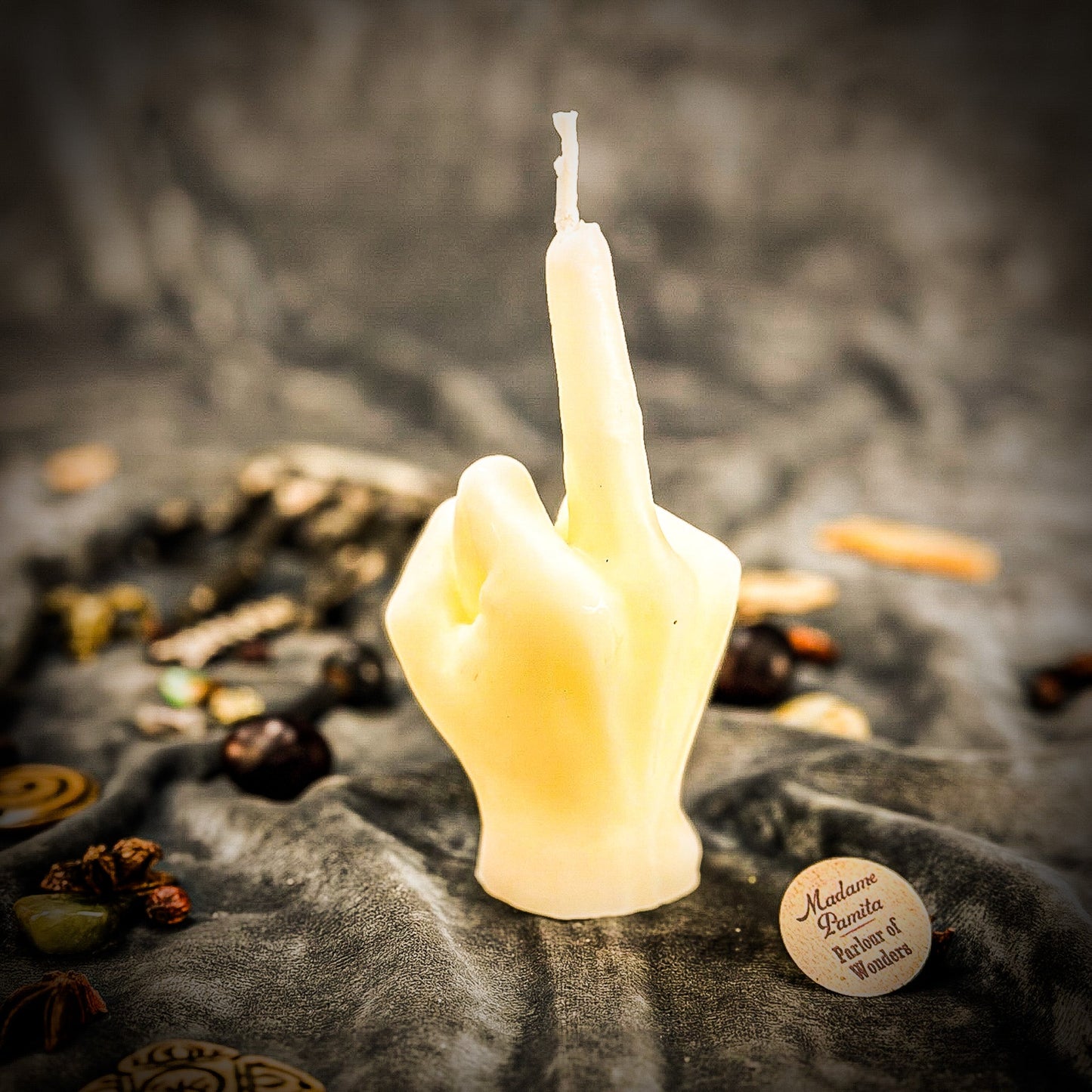 Beeswax Middle Finger Spell Candle - Banishing, Boundaries & Empowerment
